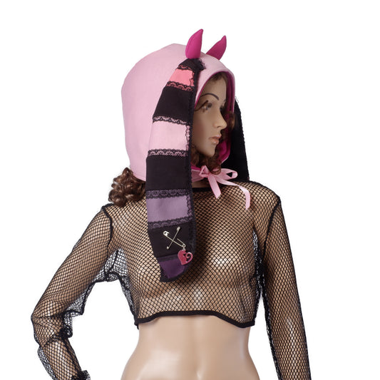 Cats - Schlappohren Haube mit Hörnern / Bunny Kapuze