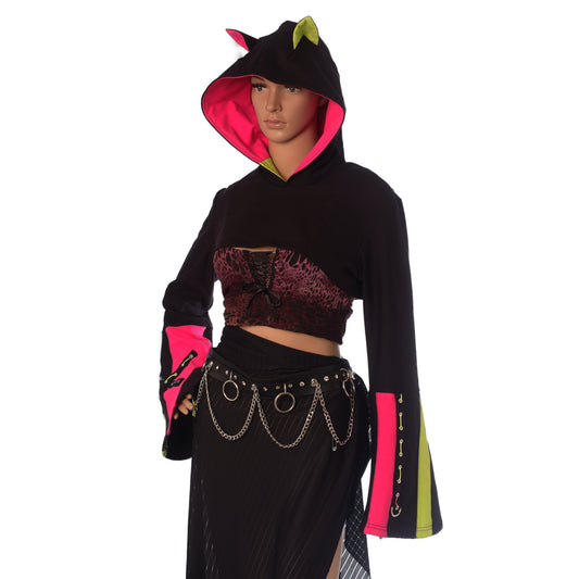 Cyber-Goth Oversized Shrug mit Katzenohren Einzelstück Größe S