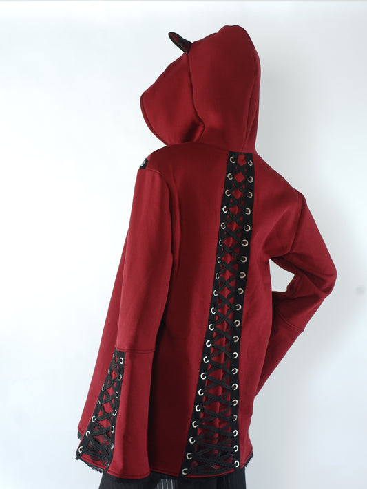 Oversize Kapuzenjacke - Größe L "Crimson Shadow"