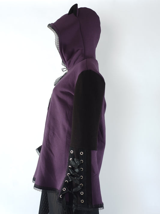 Oversize Kapuzenjacke - Größe M "Midnight Violet & Black"