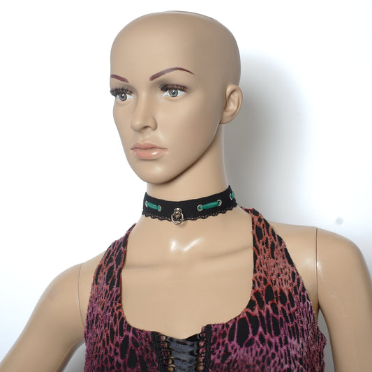 "Lace" Choker in Schwarz Grün ca 31 - 41cm
