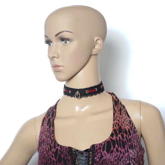 "Lace" Choker in Schwarz Bordeaux ca 30 - 40cm