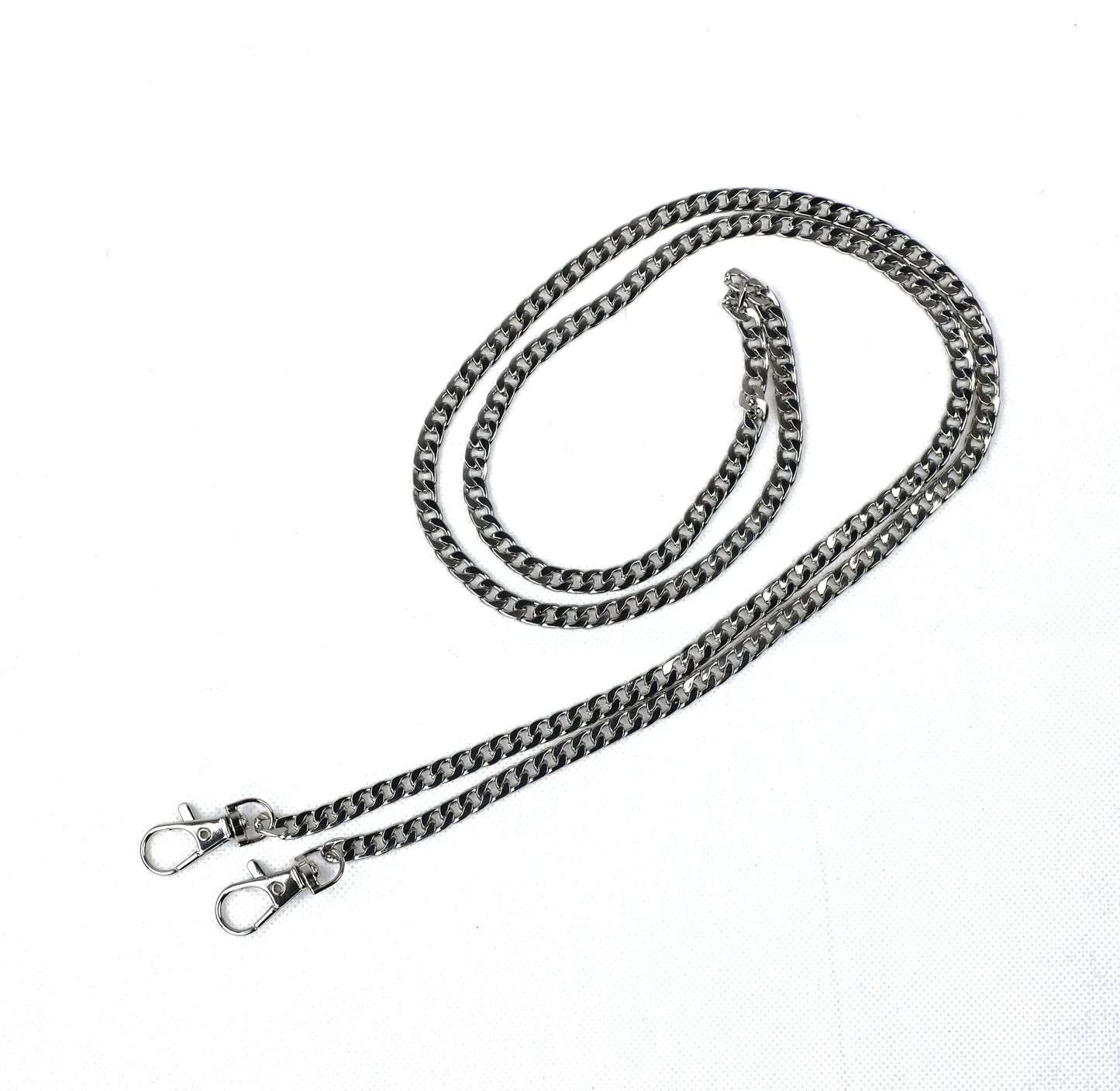 Gliederkette Silber mit Karabinerverschluss für Handtaschen / Taschenkette Taschenträger Taschenhenkel - Nickel