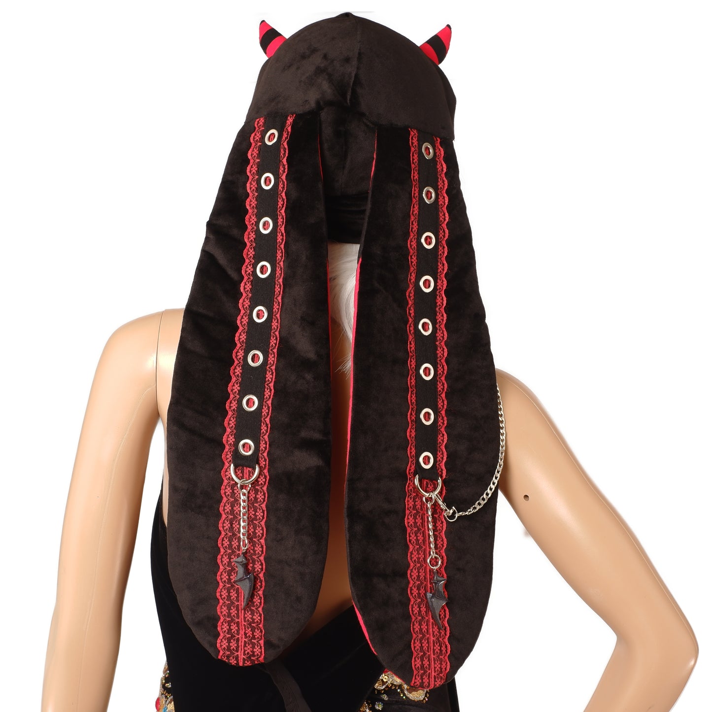 Velvet Bunny Beanie - Midnight Demon - Long