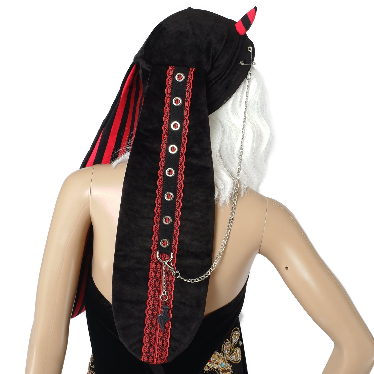 Velvet Bunny Beanie - Midnight Demon - Long