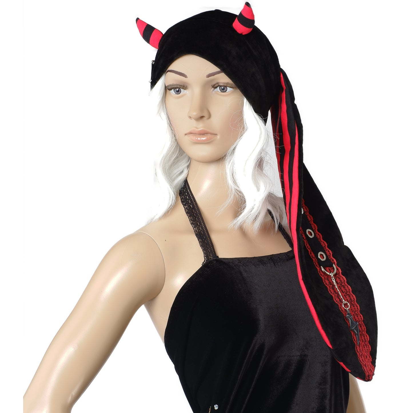 Velvet Bunny Beanie - Midnight Demon - Long