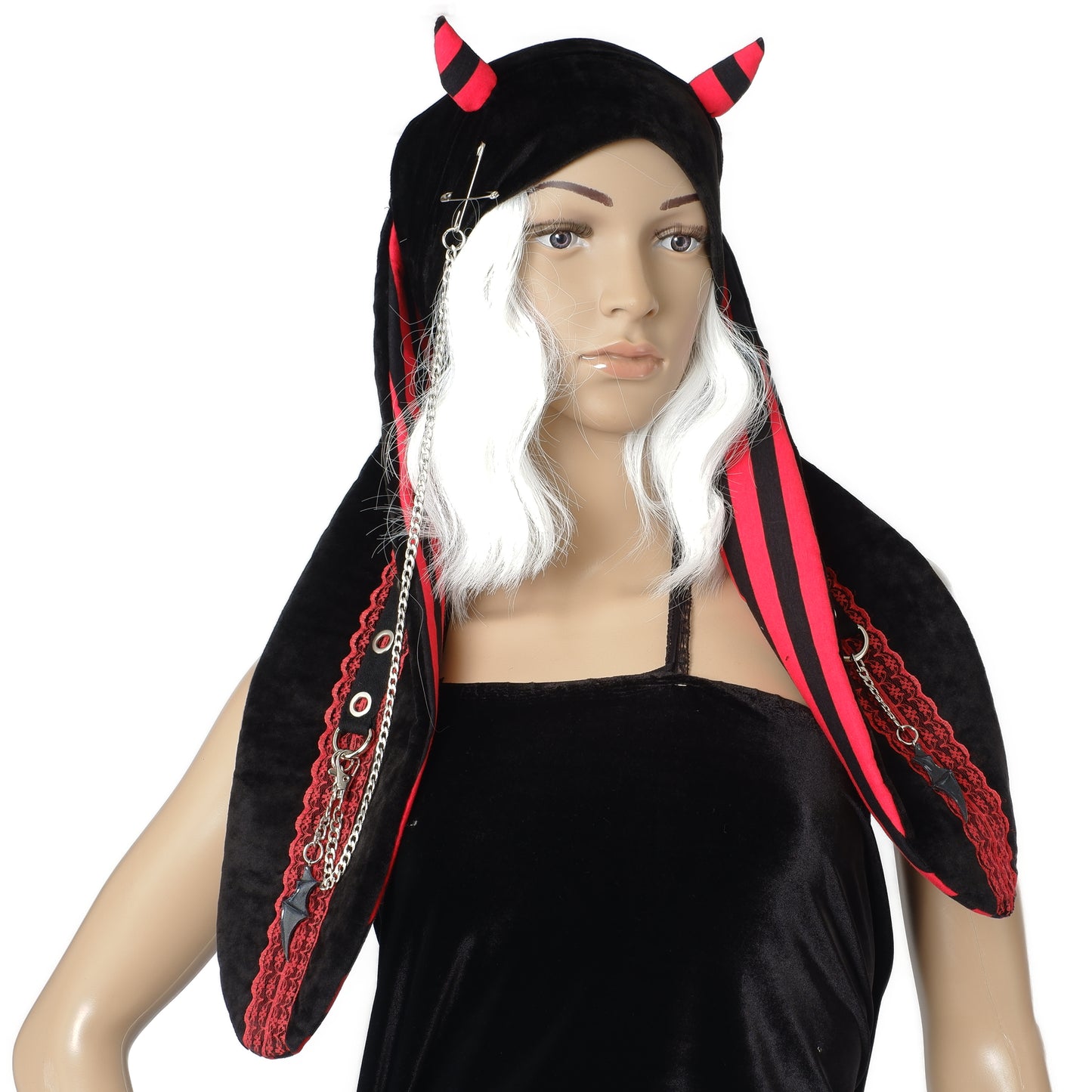 Velvet Bunny Beanie - Midnight Demon - Long