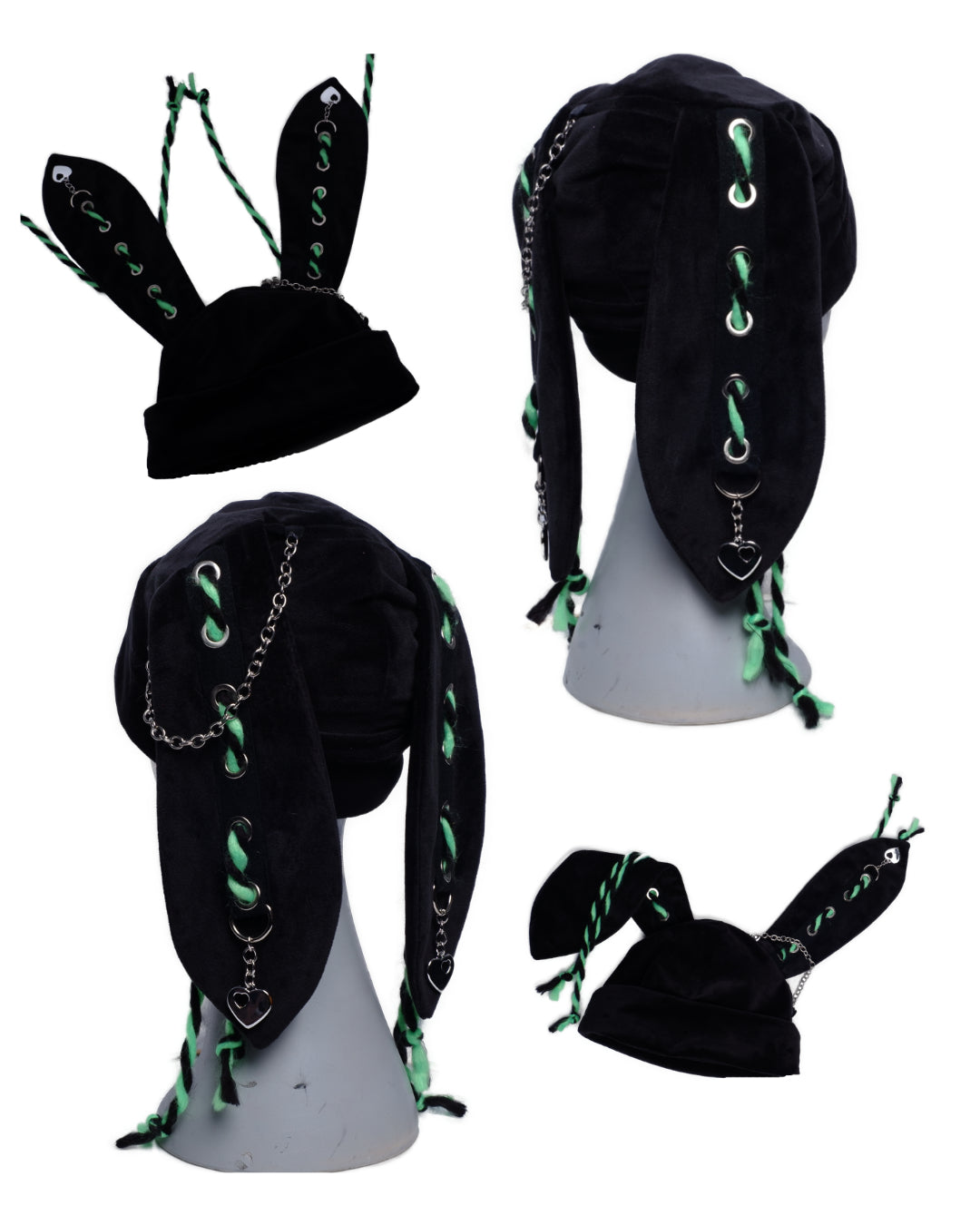 Velvet Bunny Beanie - Neon Vibes Green