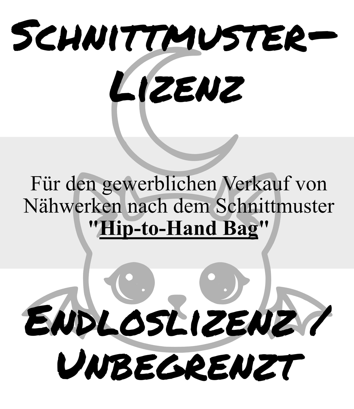 Lizenz Hip-to-hand Bag Schnittmuster Endloslizenz / Unbegrenzt