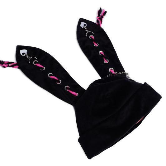 Velvet Bunny Beanie - Neon Vibes Pink