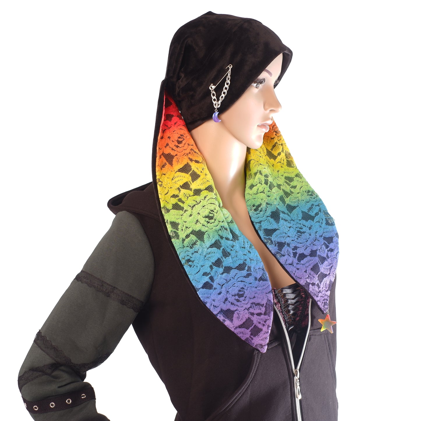 Velvet Bunny Beanie - Rainbow long 56 cm