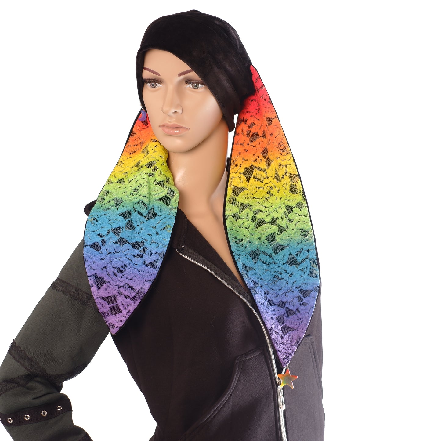 Velvet Bunny Beanie - Rainbow long 56 cm
