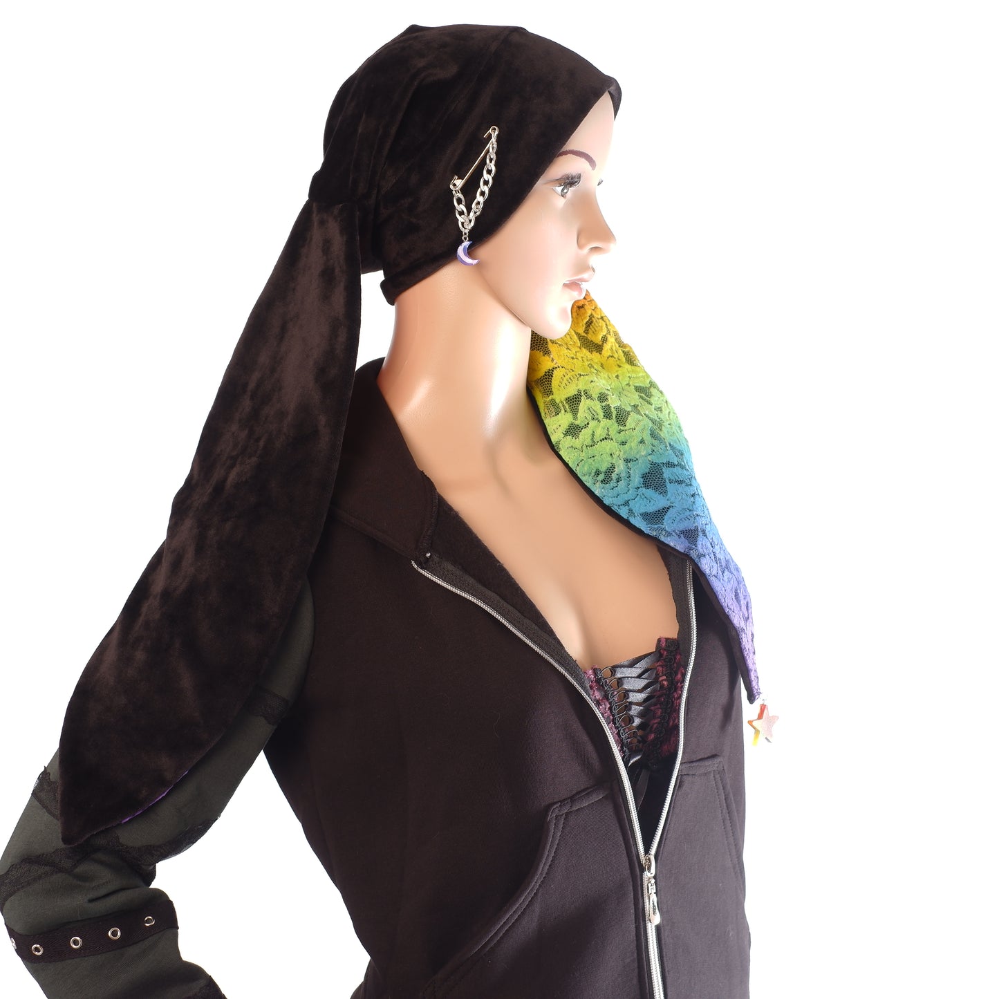 Velvet Bunny Beanie - Rainbow long 56 cm