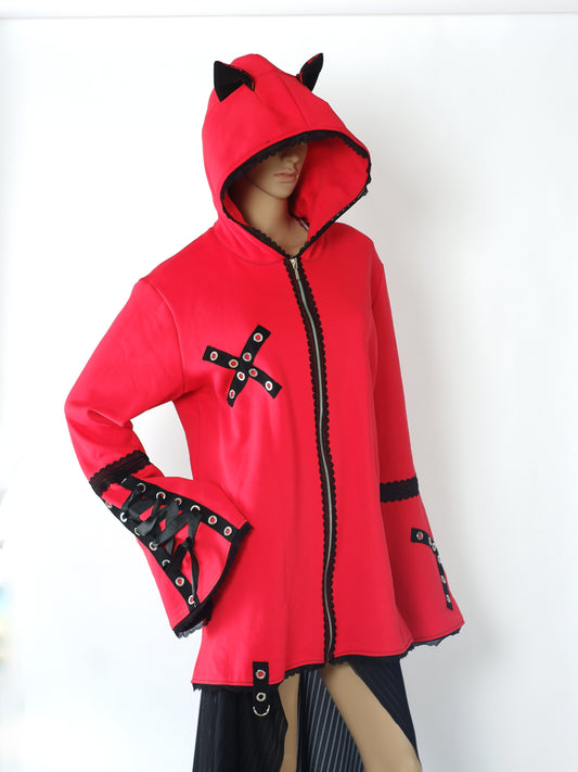 Oversize Kapuzenjacke -  Größe L "Scarlet"