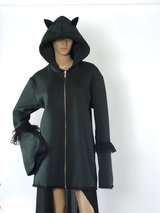 Oversize Kapuzenjacke -  Größe XL "Emerald"