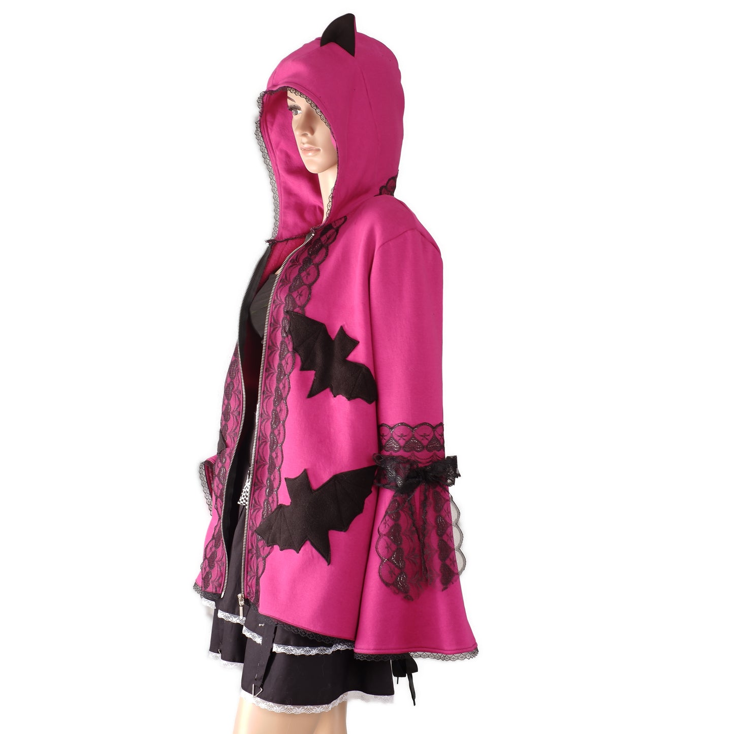 Oversize Kapuzenjacke -  Größe S "Pink Kitty"