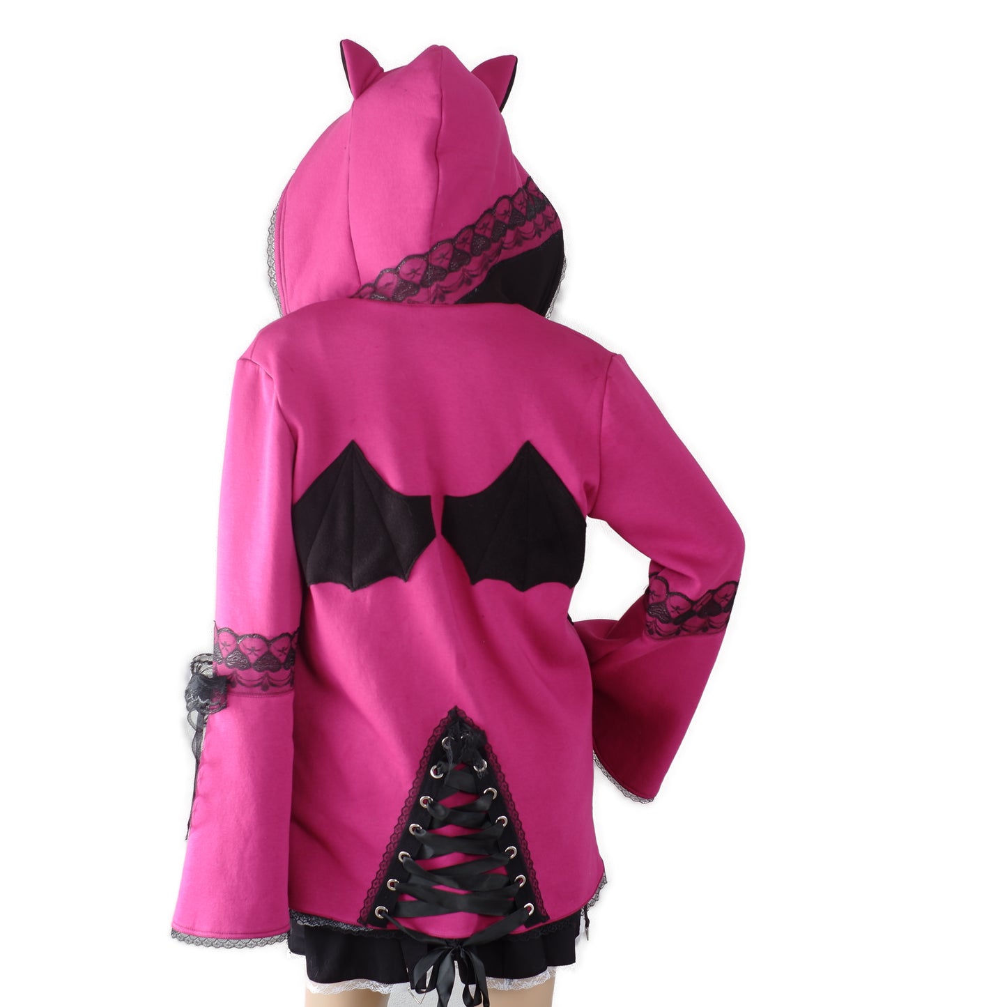 Oversize Kapuzenjacke -  Größe S "Pink Kitty"