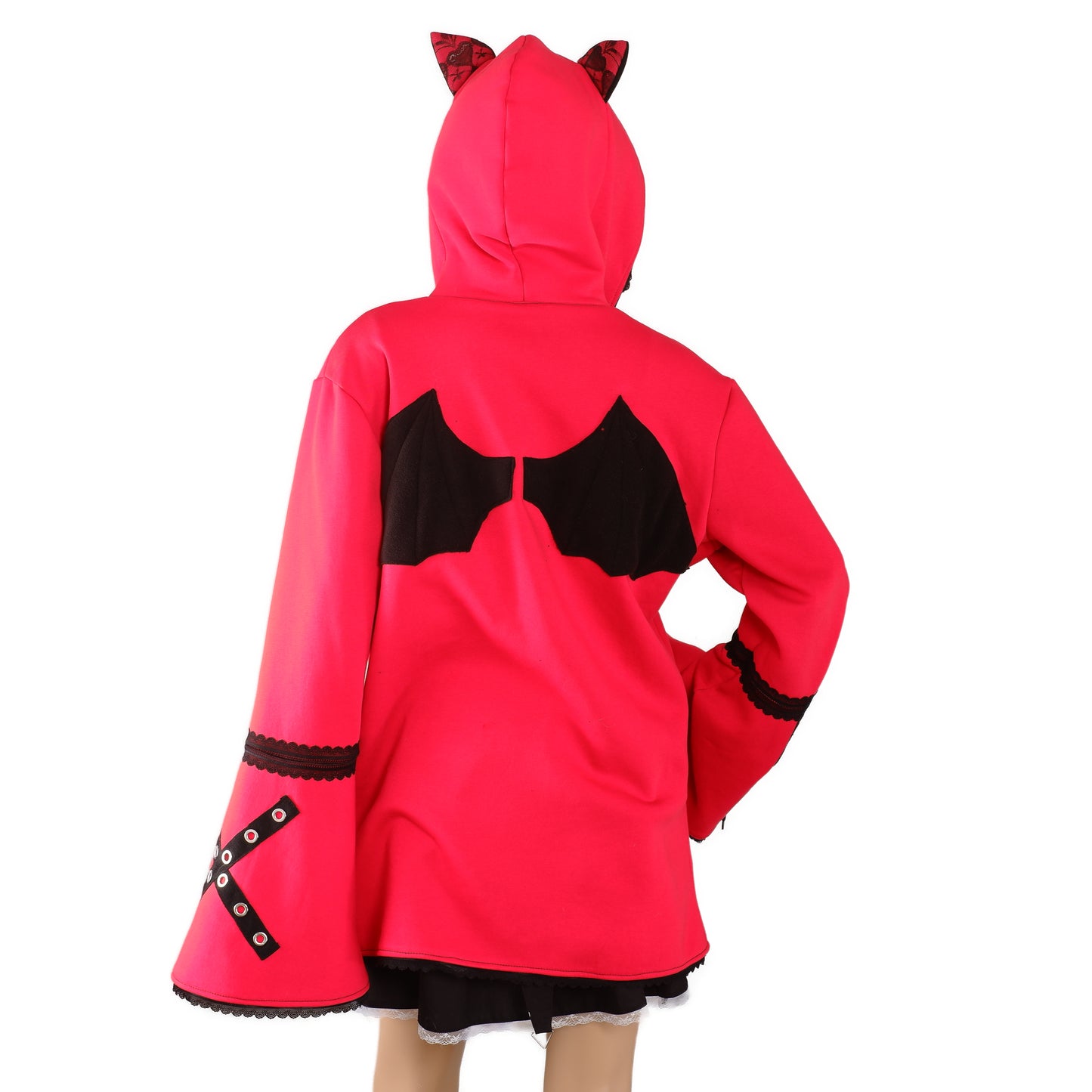 Oversize Kapuzenjacke -  Größe L "Red Kitty"