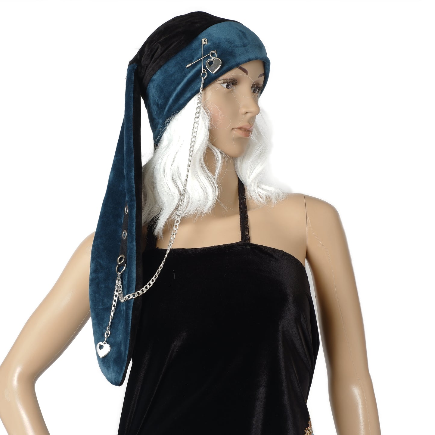 Velvet Bunny Beanie - Long Petrol - 54 cm