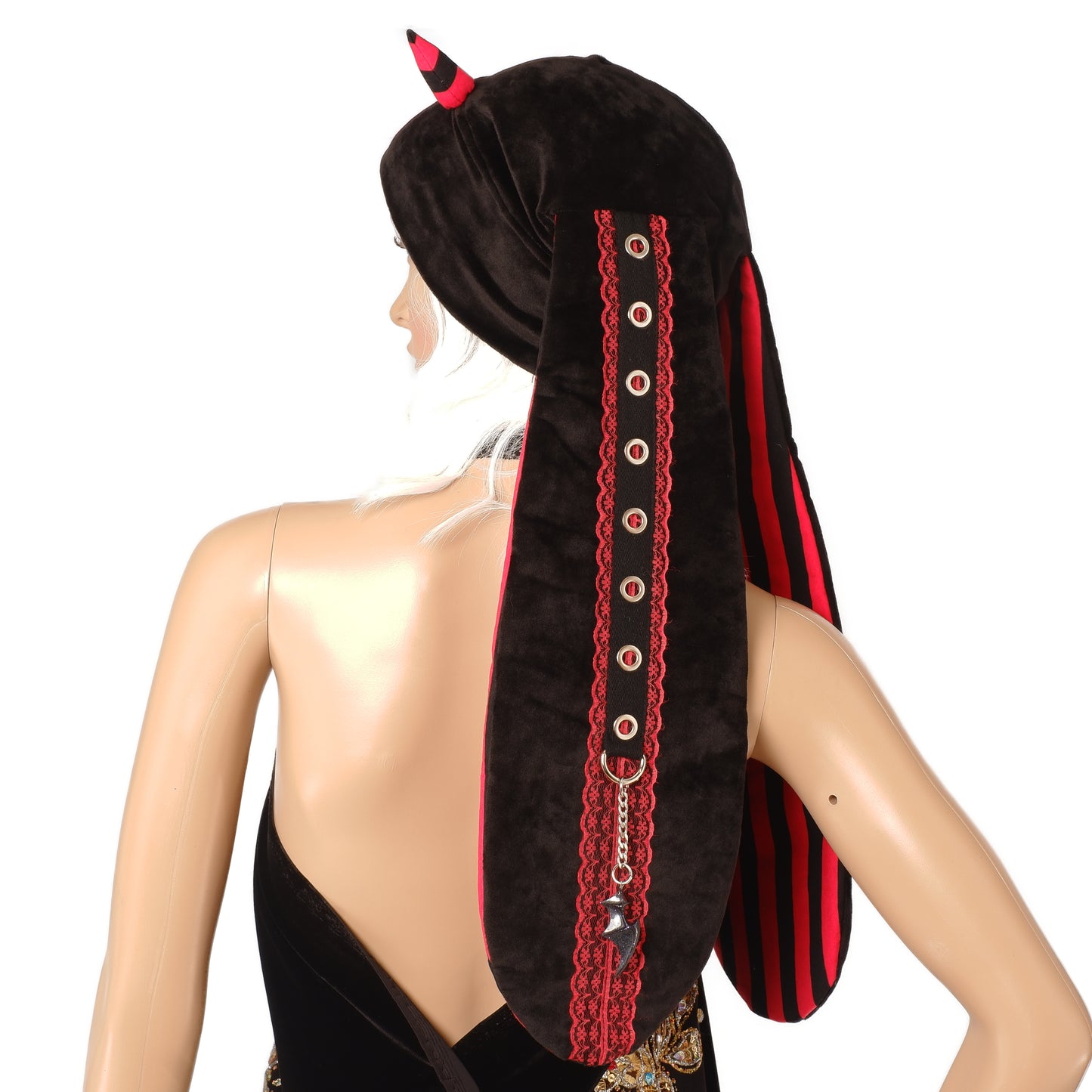 Velvet Bunny Beanie - Midnight Demon - Long