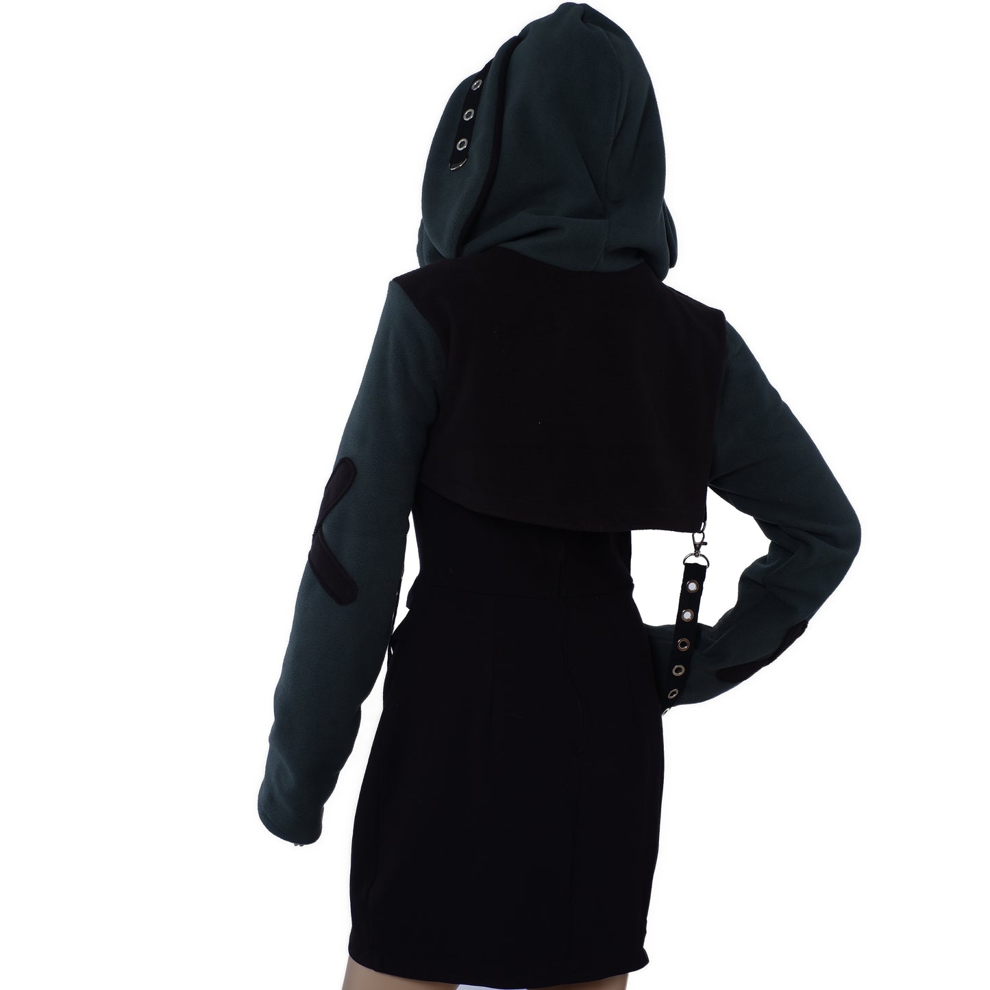 Kapuzenshrug - Gr. XS - mit Hasenohren - Crop Hoodie mit Ohr - Kapuzenbolero
