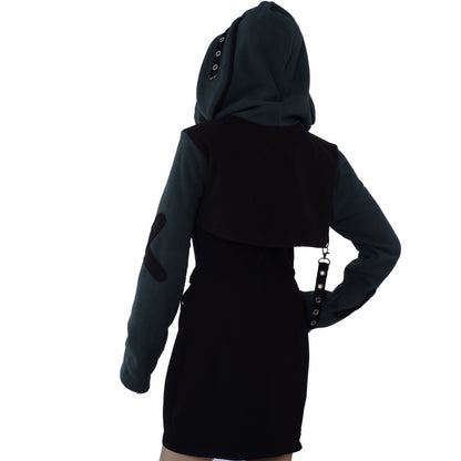 Kapuzenshrug - Gr. XS - mit Hasenohren - Crop Hoodie mit Ohr - Kapuzenbolero