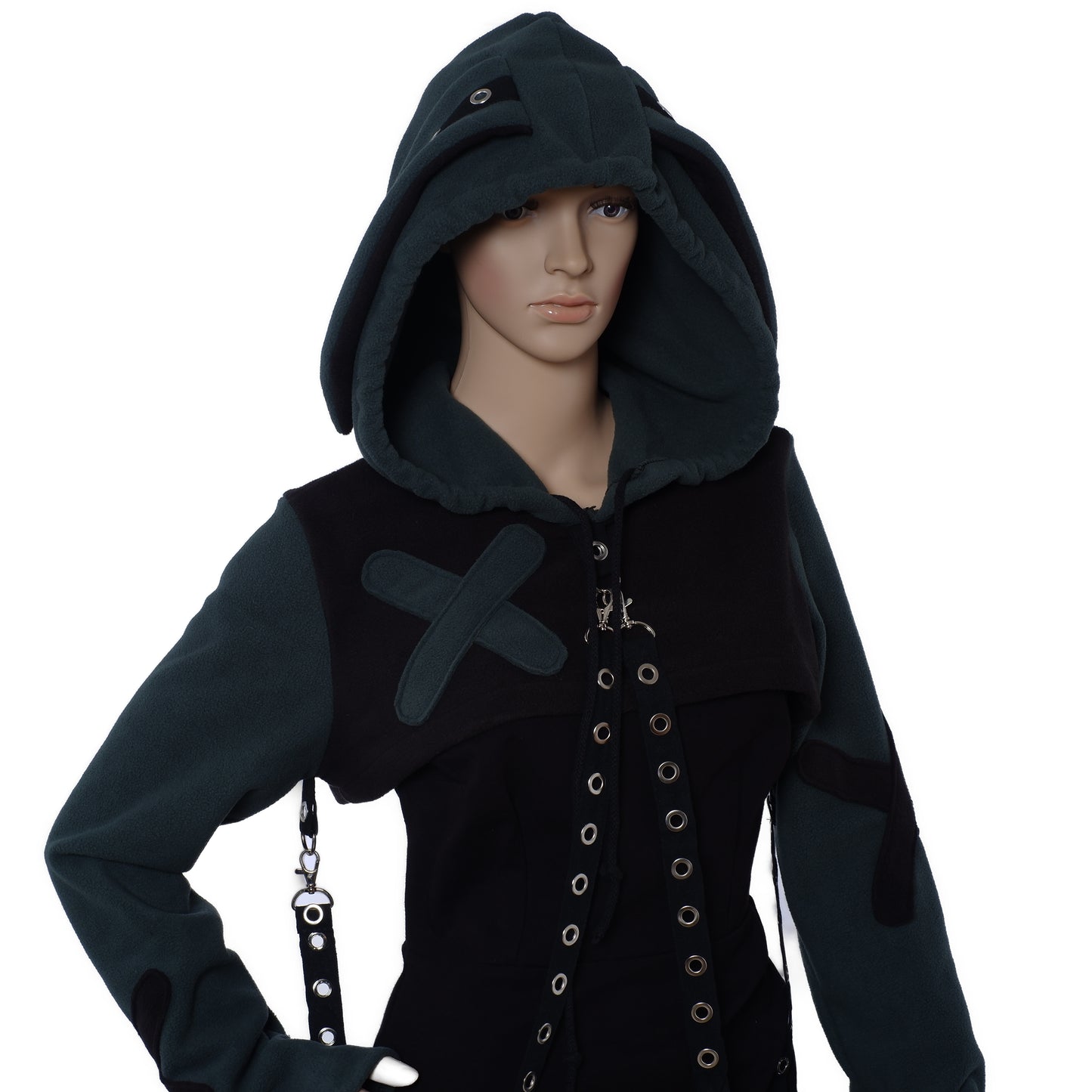 Kapuzenshrug - Gr. XS - mit Hasenohren - Crop Hoodie mit Ohr - Kapuzenbolero