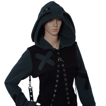 Kapuzenshrug - Gr. XS - mit Hasenohren - Crop Hoodie mit Ohr - Kapuzenbolero
