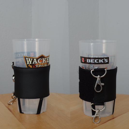 Verstellbarer Becherhalter mit Karabinern / Für Moshpack, Rucksäcke & Taschen