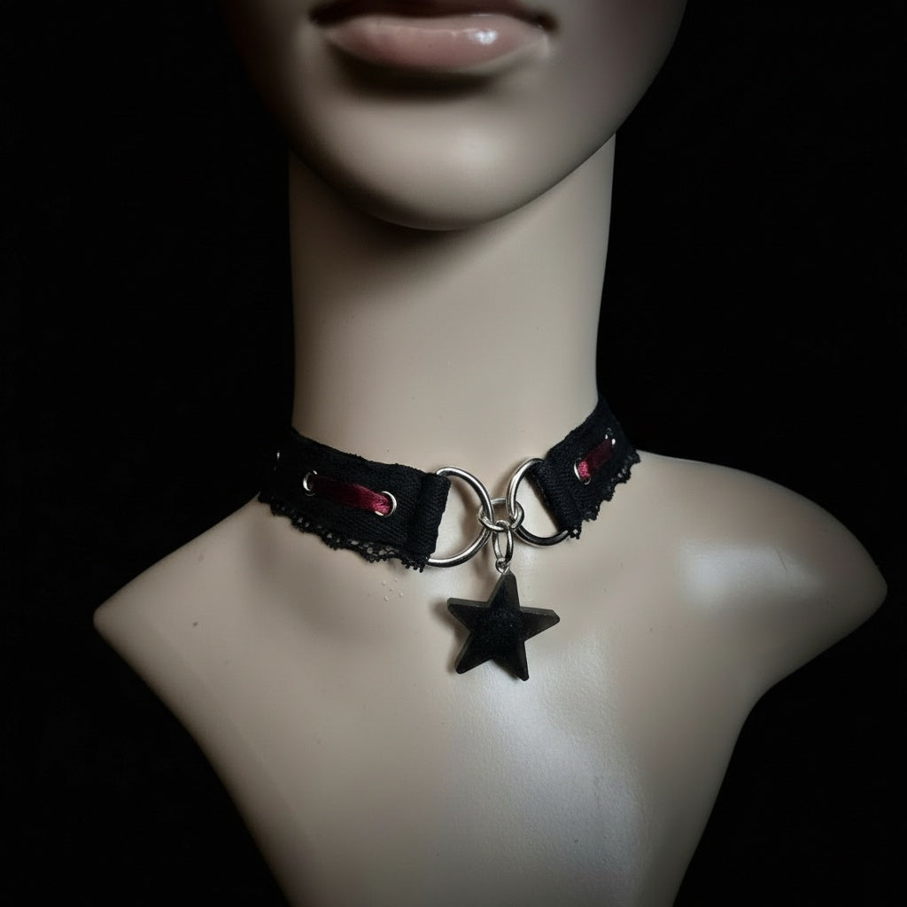 "Mystic & Night" Choker in Schwarz Bordeaux 35 - 45cm