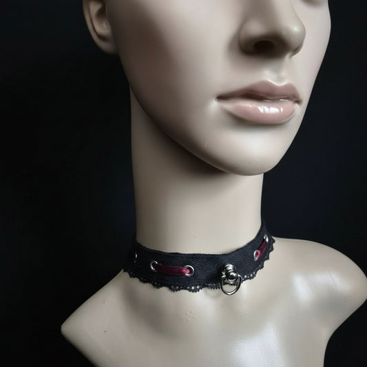 "Lace" Choker in Schwarz Bordeaux ca 30 - 40cm