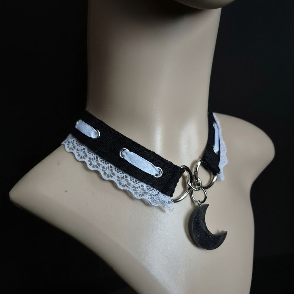 "Mystic & Night" Choker in Schwarz Weiß 36 - 46cm