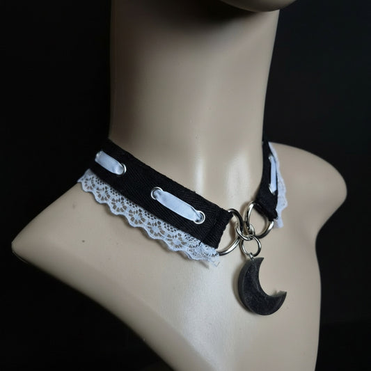 "Mystic & Night" Choker in Schwarz Weiß 36 - 46cm