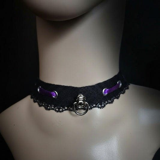 "Lace" Choker in Schwarz Lila ca 31 - 41 cm